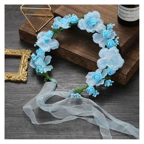 Blumenkranz Haare Kinder Perlenkronen Mädchen Braut Hochzeit Stirnband Blumen for Erwachsene Haarschmuck(Color 03) von UJEDFHV