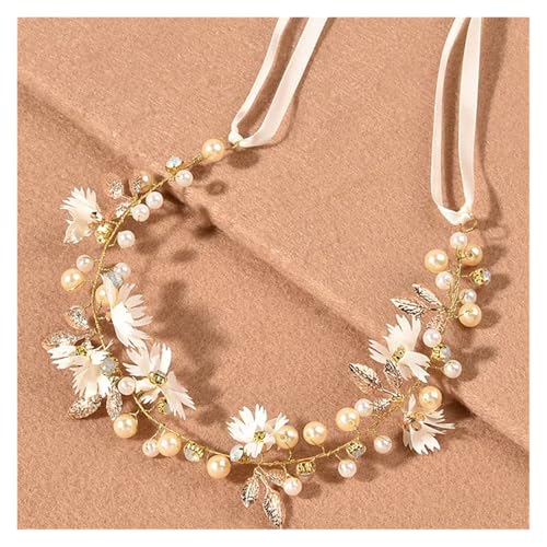 Blumenkranz Haare Kinder Perlenkronen Mädchen Braut Hochzeit Stirnband Blumen for Erwachsene Haarschmuck(Color 06) von UJEDFHV