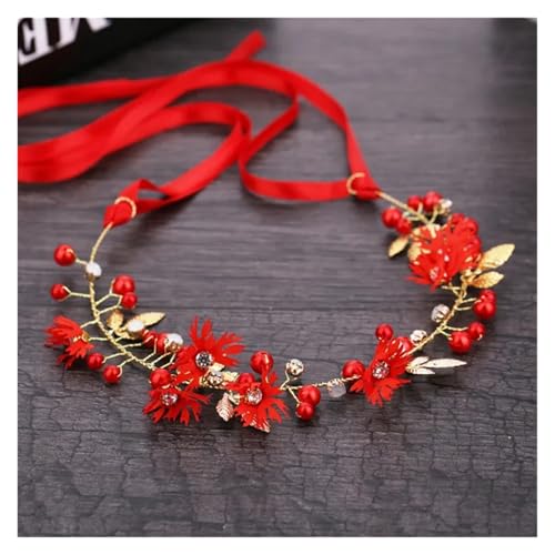 Blumenkranz Haare Kinder Perlenkronen Mädchen Braut Hochzeit Stirnband Blumen for Erwachsene Haarschmuck(Color 07) von UJEDFHV