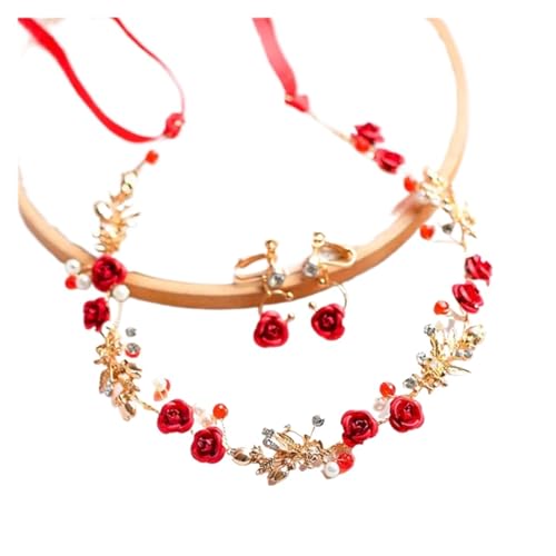 Blumenkranz Haare Kinder Perlenkronen Mädchen Braut Hochzeit Stirnband Blumen for Erwachsene Haarschmuck(Color 08) von UJEDFHV