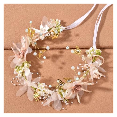 Blumenkranz Haare Kinder Perlenkronen Mädchen Braut Hochzeit Stirnband Blumen for Erwachsene Haarschmuck(Color 09) von UJEDFHV