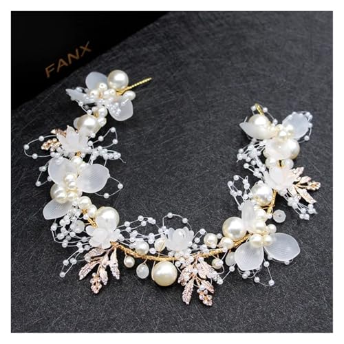 Blumenkranz Haare Kinder Perlenkronen Mädchen Braut Hochzeit Stirnband Blumen for Erwachsene Haarschmuck(Color 10) von UJEDFHV