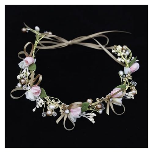Blumenkranz Haare Kinder Perlenkronen Mädchen Braut Hochzeit Stirnband Blumen for Erwachsene Haarschmuck(Color 13) von UJEDFHV