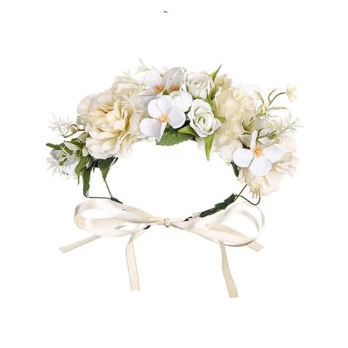 Blumenkranz Haare Kinder Perlenkronen Mädchen Braut Hochzeit Stirnband Blumen for Erwachsene Haarschmuck(Color-30) von UJEDFHV