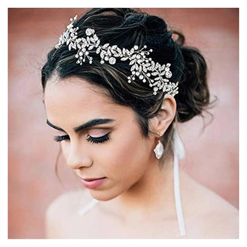 Blumenkranz Haare Kinder Perlenkronen Mädchen Braut Hochzeit Stirnband Blumen for Erwachsene Haarschmuck(Color17) von UJEDFHV