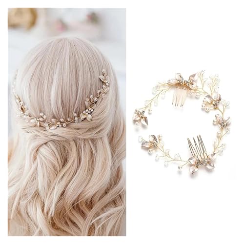 Blumenkranz Haare Kinder Perlenkronen Mädchen Braut Hochzeit Stirnband Blumen for Erwachsene Haarschmuck(Color18) von UJEDFHV