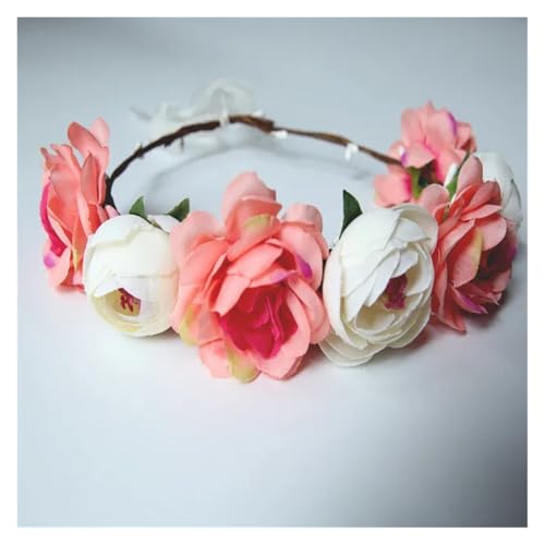 Blumenkranz Haare Kinder Perlenkronen Mädchen Braut Hochzeit Stirnband Blumen for Erwachsene Haarschmuck(Color7) von UJEDFHV