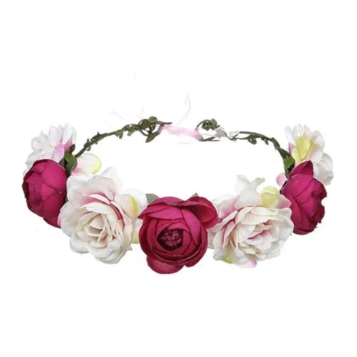 Blumenkranz Haare Kinder Perlenkronen Mädchen Braut Hochzeit Stirnband Blumen for Erwachsene Haarschmuck(Color8) von UJEDFHV