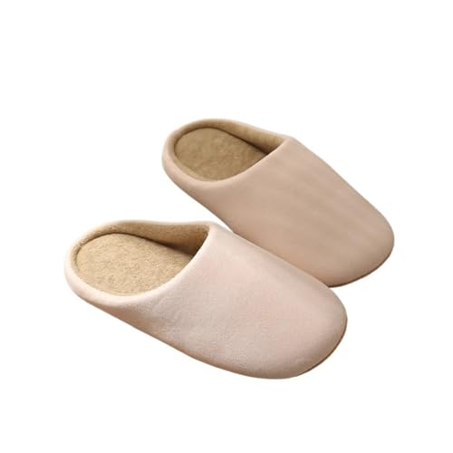 Herren Hausschuhe Klassische Hausschuhe for Herren und Damen, geräuscharme, weiche und rutschfeste Winterschuhe, gemütliche flache Memory Foam-Schuhe(Beige,40-41) von UJEDFHV