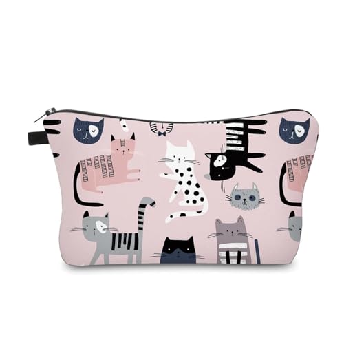 Kulturtasche Damen Bunte hübsche Kosmetiktasche, wasserdichte Make-up-Tasche for Frauen mit Katze von UJEDFHV