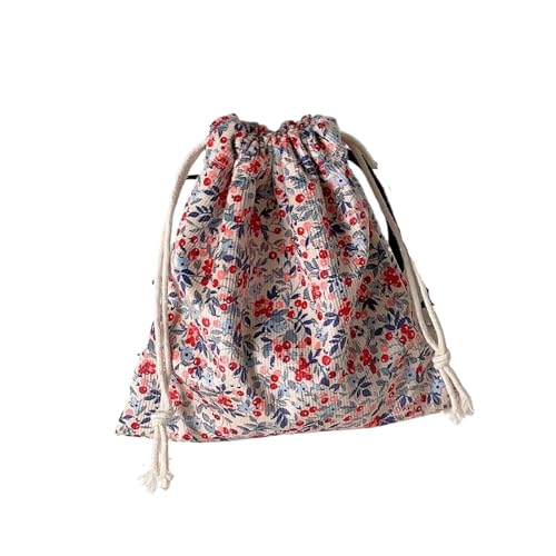 Kulturtasche Damen Kleine Lippenstift Kosmetik Geldbörse Schlüssel Kordelzug Aufbewahrungstasche Frauen Tote Seil Beutel String Taschen Organizer(Floral Beige) von UJEDFHV