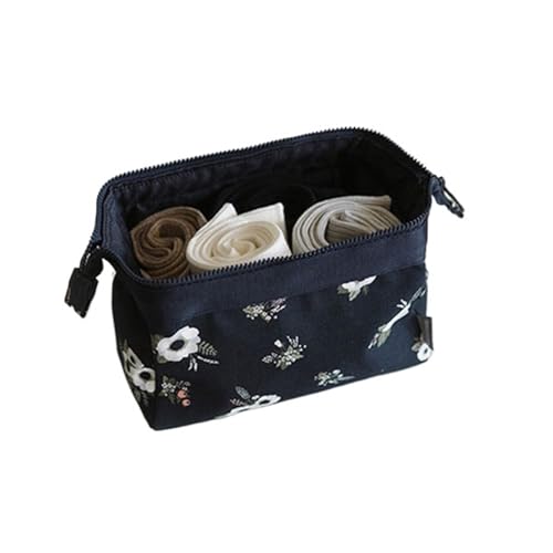 Kulturtasche Damen Kosmetiktasche Damen Make-up-Taschen Reise-Organizer Kulturbeutel Tragbare Make-up-Taschen Kosmetikerin(Black Flower) von UJEDFHV