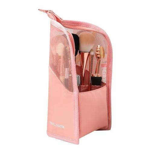 Kulturtasche Damen Make-up-Pinsel-Etui, Make-up-Pinselhalter, wasserdichte Reise-Kosmetiktasche, Faltbarer Stand-up-Make-up-Becher(Pink) von UJEDFHV