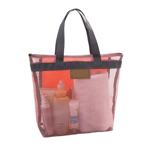 Kulturtasche Damen Mesh Make-Up Taschen Handtaschen Tragbare Reise Werkzeuge Organizer Hängen Kosmetische Organizer Tasche(Pink B) von UJEDFHV