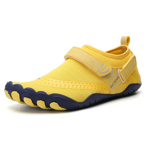 UJEDFHV Barfussschuhe Herren Herren Wasserschuhe Schwimmschuhe Strandschuhe Schnelltrocknend Watschuhe Outdoor Upstream Schuhe Atmungsaktiv(Yellow,42) von UJEDFHV