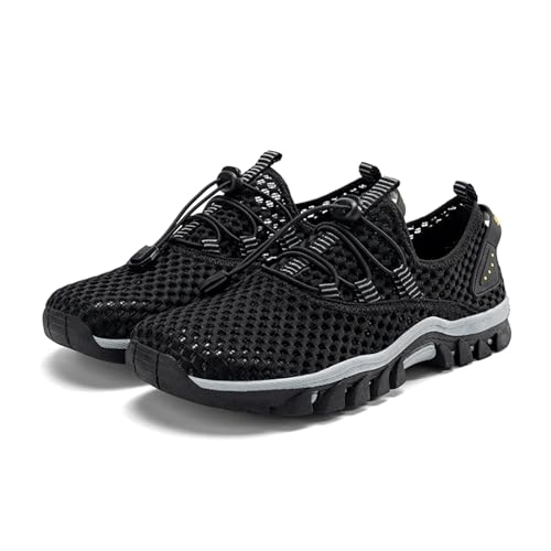 UJEDFHV Barfussschuhe Herren Sommer Outdoor rutschfeste Wanderschuhe Männer Atmungsaktive Strand Watschuhe Trainings Sneakers Trekking Schuhe(Black,43) von UJEDFHV