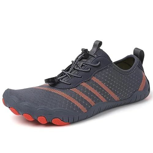 UJEDFHV Barfussschuhe Herren Tauchschuhe Strandschuhe Schwimmschuhe Outdoor Watschuhe Flussschuhe rutschfest Schnittfest Verschleißfest(Gray Orange,44) von UJEDFHV