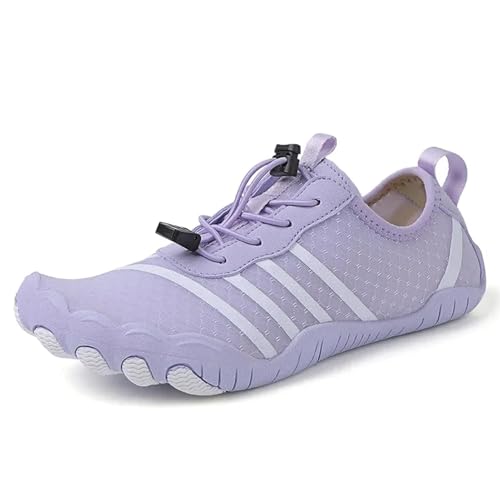 UJEDFHV Barfussschuhe Herren Tauchschuhe Strandschuhe Schwimmschuhe Outdoor Watschuhe Flussschuhe rutschfest Schnittfest Verschleißfest(Light Purple,39) von UJEDFHV