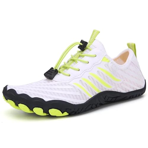 UJEDFHV Barfussschuhe Herren Tauchschuhe Strandschuhe Schwimmschuhe Outdoor Watschuhe Flussschuhe rutschfest Schnittfest Verschleißfest(White and Green,37) von UJEDFHV