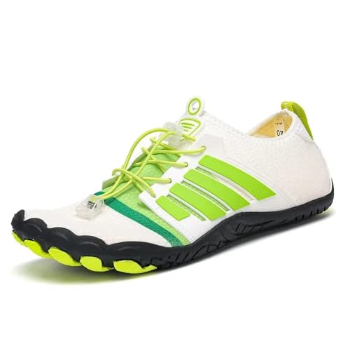 UJEDFHV Barfussschuhe Herren Tauchschuhe Strandschuhe Schwimmschuhe Outdoor Watschuhe Flussschuhe rutschfest Schnittfest Verschleißfest(White and Green2,45) von UJEDFHV
