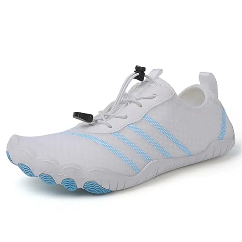 UJEDFHV Barfussschuhe Herren Tauchschuhe Strandschuhe Schwimmschuhe Outdoor Watschuhe Flussschuhe rutschfest Schnittfest Verschleißfest(White2,35) von UJEDFHV