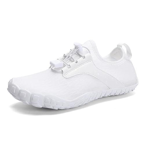 UJEDFHV Barfussschuhe Herren Unisex Sommer Strand Schnell Trocknend Aqua Schuhe Outdoor Aufhellen Upstream Waten Schuhe Strapazierfähige Wasserschuhe(White,40) von UJEDFHV