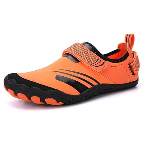 UJEDFHV Barfussschuhe Herren Wasserschuhe Schnelltrocknende Schuhe Herren Damen Outdoor Strand Schwimmen Waten Atmungsaktive Fünf-Finger-Sneaker(Orange,37) von UJEDFHV