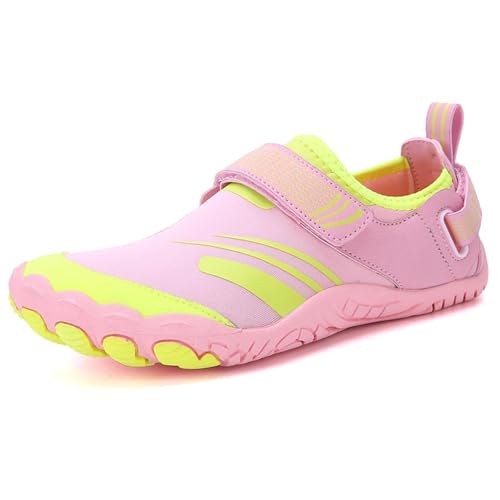 UJEDFHV Barfussschuhe Herren Wasserschuhe Schnelltrocknende Schuhe Herren Damen Outdoor Strand Schwimmen Waten Atmungsaktive Fünf-Finger-Sneaker(Pink2,37) von UJEDFHV