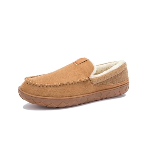 UJEDFHV Herren Hausschuhe Winter Herren Hausschuhe Hausschuhe Schuhe Trend Warme Stiefeletten Mann Baumwollschuhe Männlich Filz Slipper Mokassin Zimmer Schuhe(Brown,43) von UJEDFHV