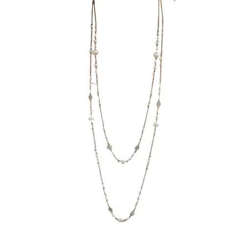 UJEDFHV Pearl Necklace 2 stücke Kristall Imitation Perle Perlen Kette Halskette Frau Party Brust Halskette Schmuck(Color04) von UJEDFHV