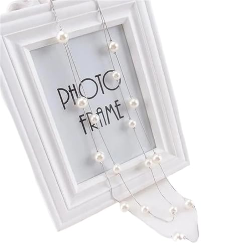 UJEDFHV Pearl Necklace Doppelschichtige Simulierte Perlenkette Damen Pullover Kette Weibliche Halsband Statement Schmuck(1-Silver) von UJEDFHV