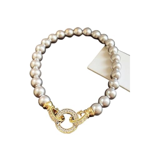 UJEDFHV Pearl Necklace Elegante Micro Set Runde Schnalle Imitation Perle Perlen Halskette for frauen Temperament Schmuck Süße Accessoires(Color02) von UJEDFHV