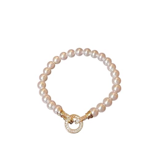 UJEDFHV Pearl Necklace Elegante Micro Set Runde Schnalle Imitation Perle Perlen Halskette for frauen Temperament Schmuck Süße Accessoires(Color03) von UJEDFHV