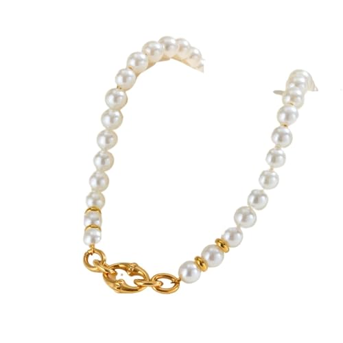 UJEDFHV Pearl Necklace Imitation Perle Halskette Edelstahl Perlen Kette Choker Halskette for Frauen Wasserdicht Schmuck Party von UJEDFHV