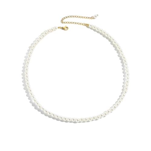 UJEDFHV Pearl Necklace Imitation Perle Halsketten Runde Multi Größe Weiß Perle Edelstahl frauen(YX15527-6MM) von UJEDFHV