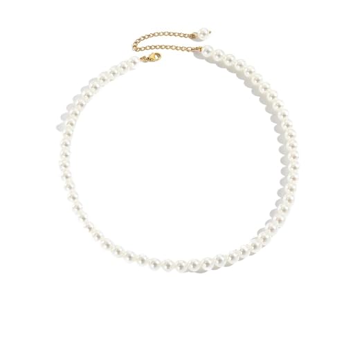 UJEDFHV Pearl Necklace Imitation Perle Halsketten Runde Multi Größe Weiß Perle Edelstahl frauen(YX15528-8MM) von UJEDFHV