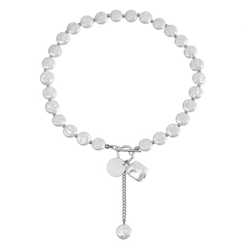 UJEDFHV Pearl Necklace Imitation Perle Perlen Anhänger Halskette Mond Metall Link Spleißen Halsband for Frauen Damen Schmuck Hochzeit(Color-02) von UJEDFHV