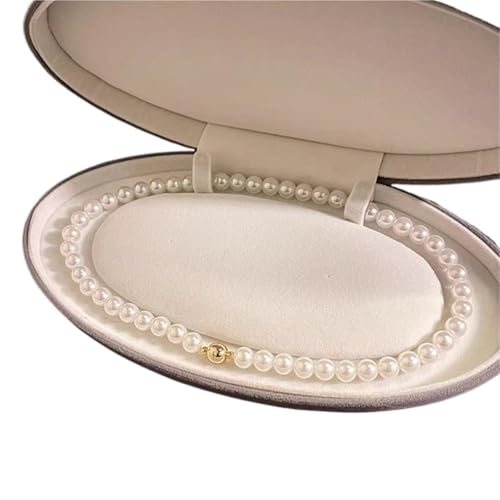 UJEDFHV Pearl Necklace Imitation Weiße Perle Magnetische Runde Schnalle Perlen Kette Halskette Kette Eleganter Schmuck for Frauen(6mm) von UJEDFHV