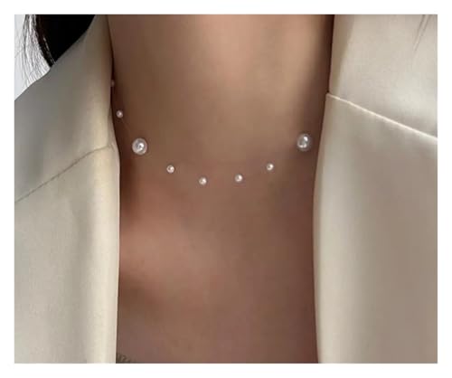 UJEDFHV Pearl Necklace Imitation Weiße Perlenkette Halskette Eleganter Schmuck for Frauen von UJEDFHV