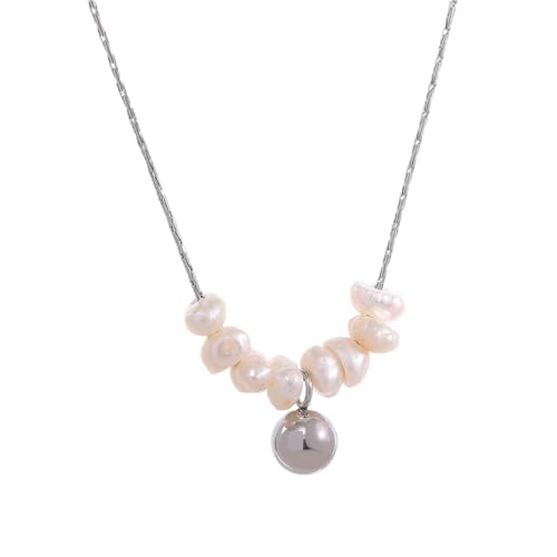UJEDFHV Pearl Necklace Perlen Chic Exquisite Halskette Dünne Kette Edelstahl Minimalist Charm Halsband Schmuck Damen(COLOR06) von UJEDFHV