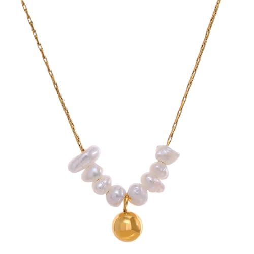UJEDFHV Pearl Necklace Perlen Chic Exquisite Halskette Dünne Kette Edelstahl Minimalist Charm Halsband Schmuck Damen(COLOR07) von UJEDFHV