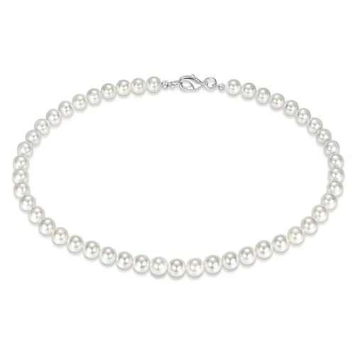 UJEDFHV Pearl Necklace Perlenkette Herren Einfacher handgemachter Strang Perlenschmuck for Frauen Mädchen Hochzeitsbankett(50cm) von UJEDFHV