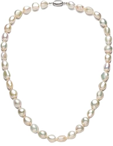 UJEDFHV Pearl Necklace Perlenkette for Damen, 8–9,0 mm, 9–10,0 mm, Süßwasser-Zuchtperlenstrang mit Sterlingsilber-Verschluss(8-9mm,50cm) von UJEDFHV