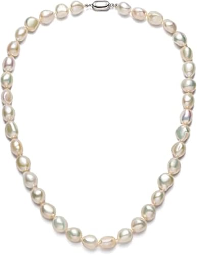 UJEDFHV Pearl Necklace Perlenkette for Damen, 8–9,0 mm, 9–10,0 mm, Süßwasser-Zuchtperlenstrang mit Sterlingsilber-Verschluss(9-10mm,60cm) von UJEDFHV