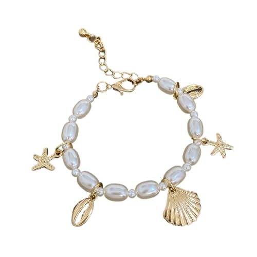 UJEDFHV Pearl Necklace Shell Charms Imitation Perle Kette Choker Halsketten for Frauen Aussage Partei Schmuck(COLOR01) von UJEDFHV