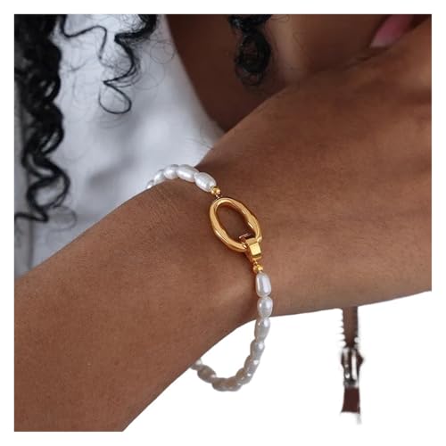 UJEDFHV Pearl Necklace Temperament Süßwasser Perle Halskette 316L Armband Beliebte Schmuck Set for Frau(COLOR01) von UJEDFHV