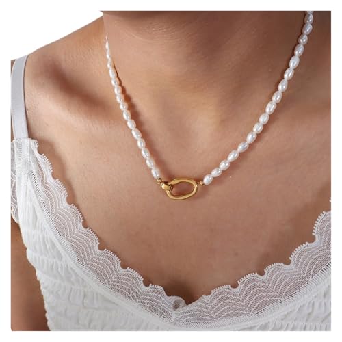 UJEDFHV Pearl Necklace Temperament Süßwasser Perle Halskette 316L Armband Beliebte Schmuck Set for Frau(COLOR03) von UJEDFHV