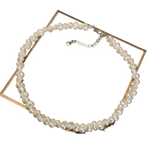 UJEDFHV Pearl Necklace Unregelmäßige Imitationsperlenkette Temperament Einfache handgefertigte Strangperlenkette(Color01) von UJEDFHV