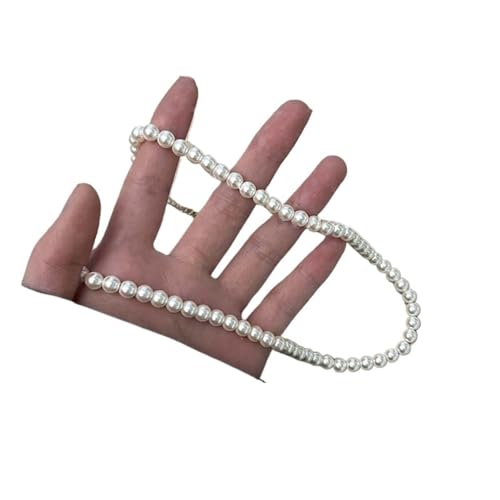 UJEDFHV Pearl Necklace Vintage Weiß Imitation Perle Kette Choker Halskette for Frauen Temperament Perlen Halskette Hochzeit(6MM) von UJEDFHV