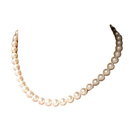 UJEDFHV Pearl Necklace Weiße Imitationsperle Colliers Halskette for Frauen Männer Hochzeit Bankett Halsketten Vintage handgefertigten Schmuck(8mm) von UJEDFHV